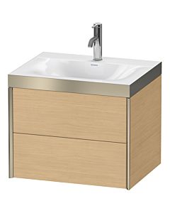Duravit XViu vanity unit XV4614OB130P 60x48cm, 2 drawers, 2000 tap hole, matt champagne, Rahmen P, natural oak
