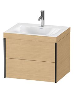 Duravit XViu Waschtisch-Unterschrank XV4614OB230C 60x48cm, 2 Schubkästen, 1 Hahnloch, schwarz matt, Rahmen C, Eiche natur