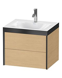 Duravit XViu Waschtisch-Unterschrank XV4614OB230P 60x48cm, 2 Schubkästen, 1 Hahnloch, schwarz matt, Rahmen P, Eiche natur