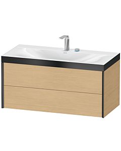 Duravit XViu vanity unit XV4616EB230P 100x48cm, 2 drawers, 2 tap holes, matt black, Rahmen P, natural oak