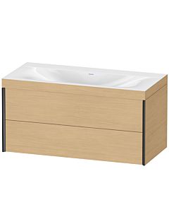 Duravit Meuble sous-vasque XViu XV4616NB230C 100x48cm, 2 tiroirs, sans trou pour robinet, noir mat, Rahmen C, chêne naturel