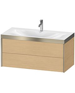 Duravit XViu vanity unit XV4616OB130P 100x48cm, 2 drawers, 2000 tap hole, matt champagne, Rahmen P, natural oak