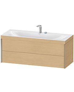 Duravit Meuble sous-vasque XViu XV4617EB130C 120x48cm, 2 tiroirs, 2 trous pour robinetterie, champagne mat, Rahmen C, chêne naturel
