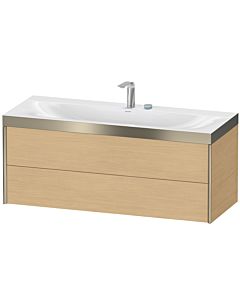 Duravit Meuble sous-vasque XViu XV4617EB130P 120x48cm, 2 tiroirs, 2 trous pour robinetterie, champagne mat, Rahmen P, chêne naturel