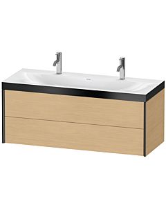 Duravit XViu Waschtisch-Unterschrank XV4618OB230P 120x48cm, 2 Schubkästen, schwarz matt, Rahmen P, Eiche natur
