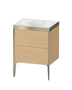 Duravit XViu Waschtisch-Unterschrank XV4709NB130P 60x48cm, 2 Auszüge, ohne Hahnloch, champagner matt, Rahmen P, Eiche natur