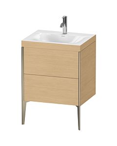 Duravit meuble XViu XV4709OB130C 60x48cm, 2 2000 - out, Match2 trou de coulée, champagne mat, Rahmen C, chêne naturel