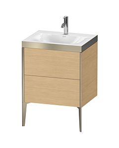 Duravit XViu Waschtisch-Unterschrank XV4709OB130P 60x48cm, 2 Auszüge, 1 Hahnloch, champagner matt, Rahmen P, Eiche natur