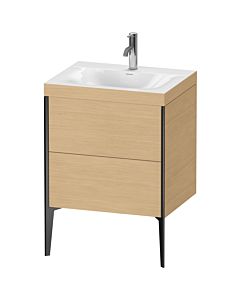 Duravit meuble XViu XV4709OB230C 60x48cm, 2 2000 - out, Match2 trou de coulée, noir mat, Rahmen C, chêne naturel