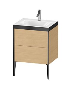 Duravit XViu Waschtisch-Unterschrank XV4709OB230P 60x48cm, 2 Auszüge, 1 Hahnloch, schwarz matt, Rahmen P, Eiche natur