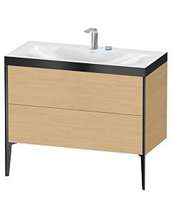 Duravit XViu vanity unit XV4711EB230P 100x48cm, 2 pull-outs, 2 tap holes, matt black, Rahmen P, natural oak