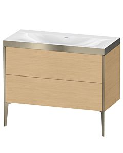 Duravit XViu Waschtisch-Unterschrank XV4711NB130P 100x48cm, 2 Auszüge, ohne Hahnloch, champagner matt, Rahmen P, Eiche natur