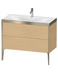 Duravit XViu Waschtisch-Unterschrank XV4711OB130P 100x48cm, 2 Auszüge, 1 Hahnloch, champagner matt, Rahmen P, Eiche natur