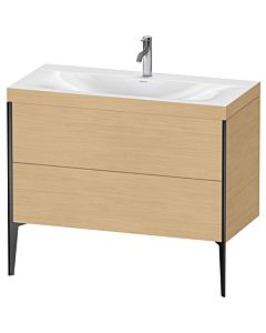 Duravit meuble XViu XV4711OB230C 100x48cm, 2 2000 - out, Match2 trou de coulée, noir mat, Rahmen C, chêne naturel