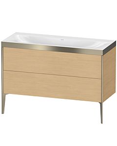Duravit XViu vanity unit XV4712NB130P 120x48cm, 2 drawers, without tap hole, matt champagne, Rahmen P, natural oak