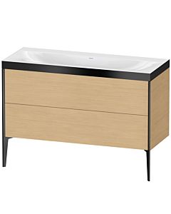 Duravit Meuble sous-vasque XViu XV4712NB230P 120x48cm, 2 tiroirs, sans trou pour robinet, noir mat, Rahmen P, chêne naturel
