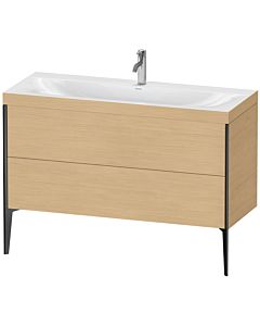 Duravit XViu meuble sous-vasque XV4712OB230C 120x48cm, 2 tiroirs, 2000 , noir mat, Rahmen C, chêne naturel
