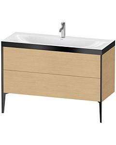 Duravit XViu vanity unit XV4712OB230P 120x48cm, 2 drawers, 2000 tap hole, matt black, Rahmen P, natural oak