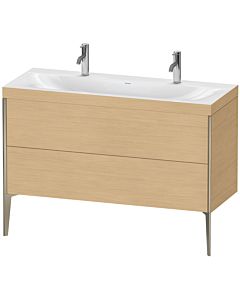 Duravit Meuble sous-vasque XViu XV4713OB130C 120x48cm, 2 coulissants, sans trou pour robinet, champagne mat, Rahmen C, chêne naturel