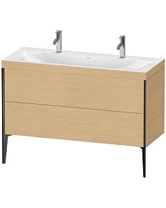 Duravit Meuble sous-vasque XViu XV4713OB230C 120x48cm, 2 coulissants, sans trou pour robinet, noir mat, Rahmen C, chêne naturel