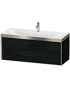 Duravit XViu vanity unit XV4617OB116P 120x48cm, 2 drawers, 2000 tap hole, matt champagne, Rahmen P, black oak