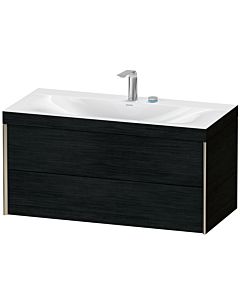 Duravit Meuble sous-vasque XViu XV4616EB116C 100x48cm, 2 tiroirs, 2 trous pour robinetterie, champagne mat, Rahmen C, chêne noir