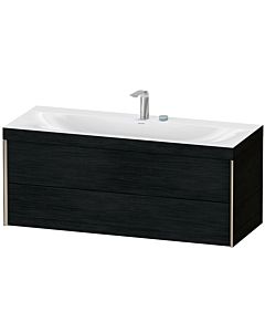 Duravit Meuble sous-vasque XViu XV4617EB116C 120x48cm, 2 tiroirs, 2 trous pour robinetterie, champagne mat, Rahmen C, chêne noir