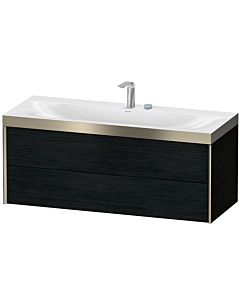 Duravit XViu vanity unit XV4617EB116P 120x48cm, 2 drawers, 2 tap holes, matt champagne, Rahmen P, black oak