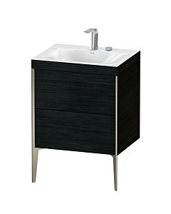 Duravit XViu vanity unit XV4709EB116C 60x48cm, 2 pull-outs, 2 tap holes, matt champagne, Rahmen C, black oak