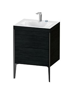 Duravit XViu vanity unit XV4709EB216C 60x48cm, 2 pull-outs, 2 tap holes, matt black, Rahmen C, black oak