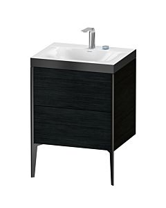 Duravit XViu vanity unit XV4709EB216P 60x48cm, 2 pull-outs, 2 tap holes, matt black, Rahmen P, black oak