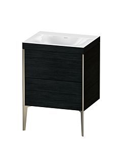 Duravit Meuble sous-vasque XViu XV4709NB116C 60x48cm, 2 coulissants, sans trou pour robinet, champagne mat, Rahmen C, chêne noir