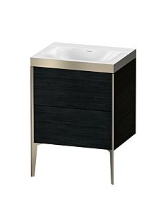 Duravit Meuble sous-vasque XViu XV4709NB116P 60x48cm, 2 coulissants, sans trou pour robinet, champagne mat, Rahmen P, chêne noir