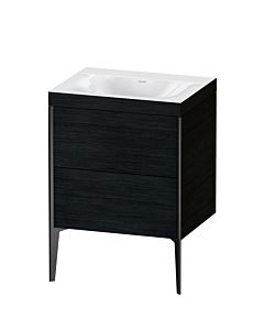 Duravit Meuble sous-vasque XViu XV4709NB216C 60x48cm, 2 coulissants, sans trou pour robinet, noir mat, Rahmen C, chêne noir
