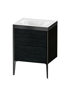 Duravit Meuble sous-vasque XViu XV4709NB216P 60x48cm, 2 coulissants, sans trou pour robinet, noir mat, Rahmen P, chêne noir