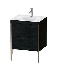 Duravit XViu vanity unit XV4709OB116C 60x48cm, 2 2000 outs, match2 tap hole, matt champagne, Rahmen C, black oak