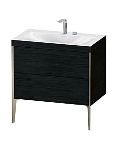 Duravit Meuble sous-vasque XViu XV4710EB116C 80x48cm, 2 coulissants, 2 trous pour robinetterie, champagne mat, Rahmen C, chêne noir
