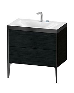 Duravit Meuble sous-vasque XViu XV4710EB216P 80x48cm, 2 coulissants, 2 trous pour robinetterie, noir mat, Rahmen P, chêne noir