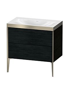 Duravit XViu Waschtisch-Unterschrank XV4710NB116P 80x48cm, 2 Auszüge, ohne Hahnloch, champagner matt, Rahmen P, Eiche schwarz