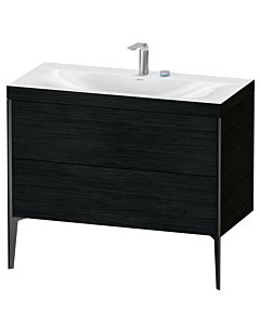 Duravit XViu vanity unit XV4711EB216C 100x48cm, 2 pull-outs, 2 tap holes, matt black, Rahmen C, black oak