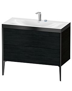 Duravit XViu vanity unit XV4711EB216P 100x48cm, 2 pull-outs, 2 tap holes, matt black, Rahmen P, black oak