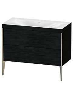 Duravit XViu vanity unit XV4711NB116C 100x48cm, 2 pull-outs, without tap hole, matt champagne, Rahmen C, black oak