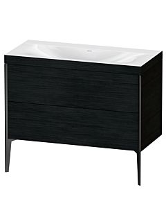 Duravit XViu vanity unit XV4711NB216C 100x48cm, 2 pull-outs, without tap hole, matt black, Rahmen C, black oak