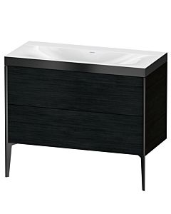 Duravit XViu vanity unit XV4711NB216P 100x48cm, 2 pull-outs, without tap hole, matt black, Rahmen P, black oak