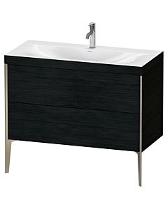 Duravit XViu vanity unit XV4711OB116C 100x48cm, 2 2000 outs, match2 tap hole, matt champagne, Rahmen C, black oak