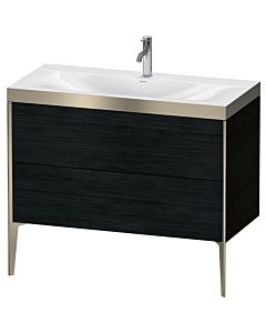 Duravit meuble XViu XV4711OB116P 100x48cm, 2 2000 - out, Match2 trou de coulée, champagne mat, Rahmen P, chêne noir