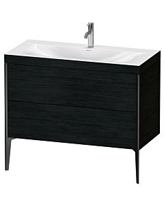Duravit XViu vanity unit XV4711OB216C 100x48cm, 2 2000 outs, match2 tap hole, matt black, Rahmen C, black oak