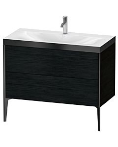 Duravit XViu vanity unit XV4711OB216P 100x48cm, 2 2000 outs, match2 tap hole, matt black, Rahmen P, black oak
