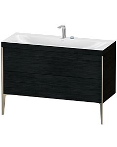 Duravit XViu vanity unit XV4712EB116C 120x48cm, 2 drawers, 2 tap holes, matt champagne, Rahmen C, black oak