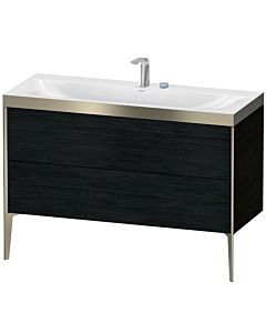 Duravit Meuble sous-vasque XViu XV4712EB116P 120x48cm, 2 tiroirs, 2 trous pour robinetterie, champagne mat, Rahmen P, chêne noir